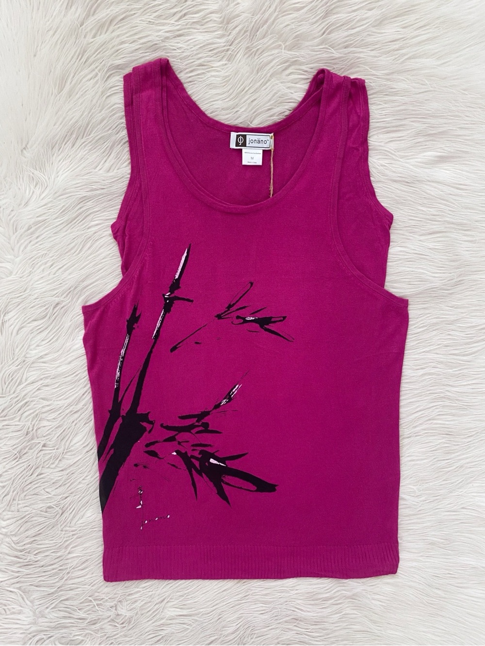 Jonano Bamboo Purple Double Layered Knit Tank Sweater Lagenlook Art to Wear M